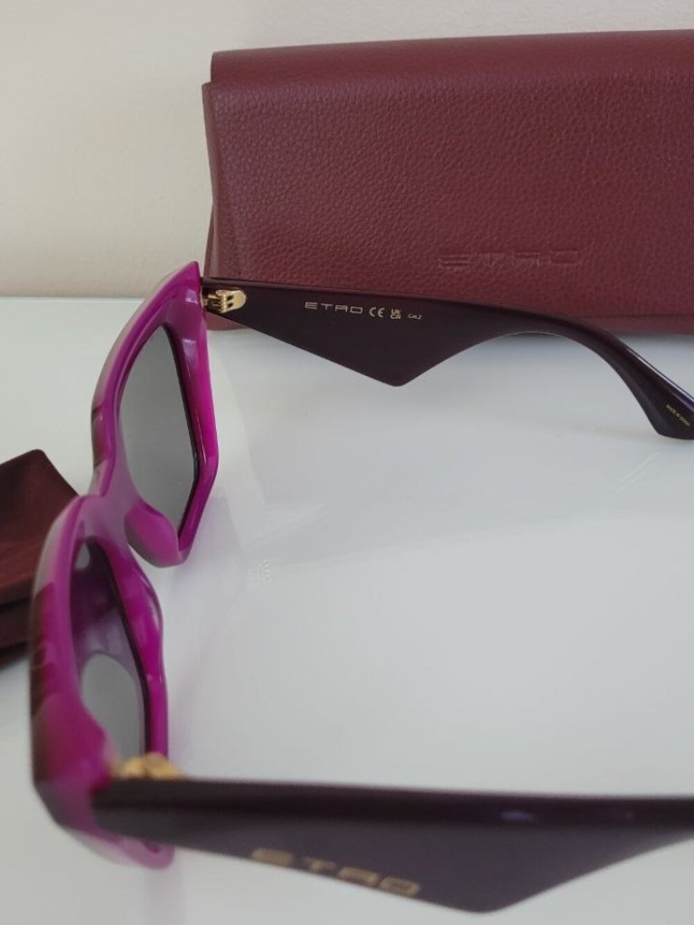 ETRO Tailoring Burgundy Oversized Sunglasses w/ Case Made in Italy - Picture 3 of 7